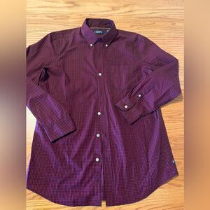 Men's Chaps sz Medium button doen long sleeve red black casual shirt‎